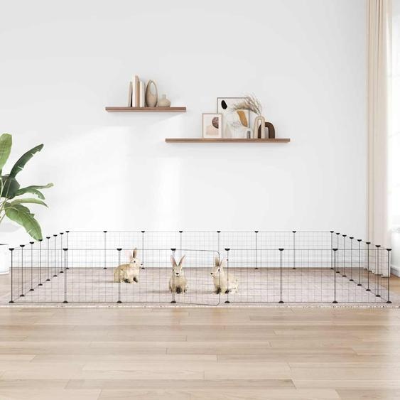 vidaXL Cage pour animaux domestiques 28 pièces avec porte Noir 35x35 cm Acier