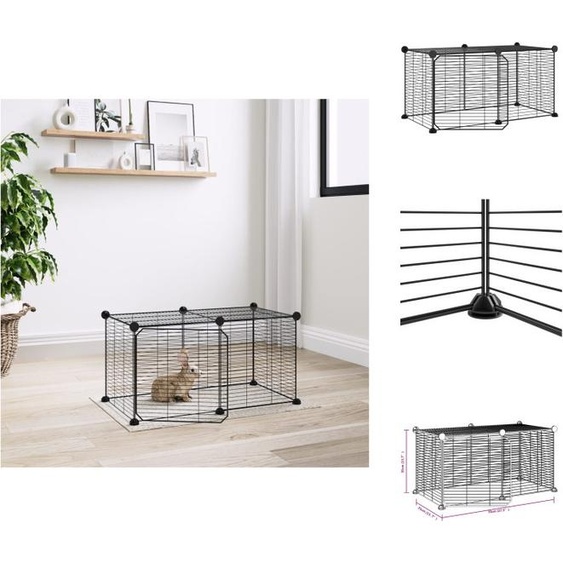 vidaXL Cage pour animaux domestiques 8 pièces avec porte Noir 35x35 cm Acier - Habitats & Enclos pour petits animaux