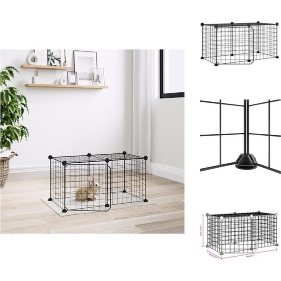 vidaXL Cage pour animaux domestiques 8 pièces avec porte Noir 35x35 cm Acier - Habitats & Enclos pour petits animaux