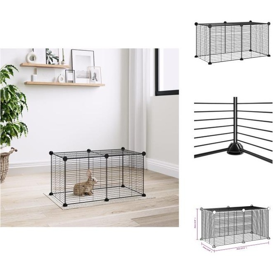 vidaXL Cage pour animaux domestiques 8 pièces Noir 35x35 cm Acier - Habitats & Enclos pour petits animaux