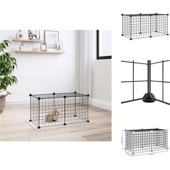 vidaXL Cage pour animaux domestiques 8 pièces Noir 35x35 cm Acier - Habitats & Enclos pour petits animaux