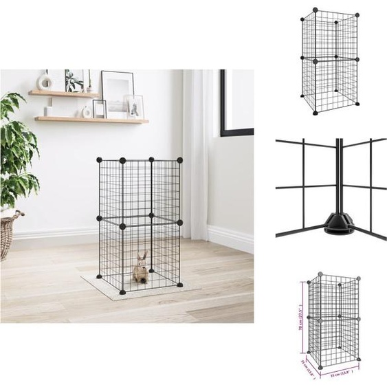 vidaXL Cage pour animaux domestiques 8 pièces Noir 35x35 cm Acier - Habitats & Enclos pour petits animaux