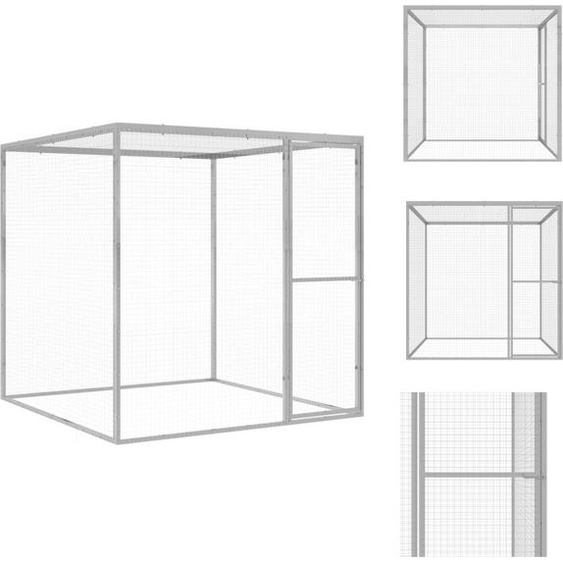 vidaXL Cage pour chats 1,5x1,5x1,5 m Acier galvanisé - Habitats & Enclos pour petits animaux