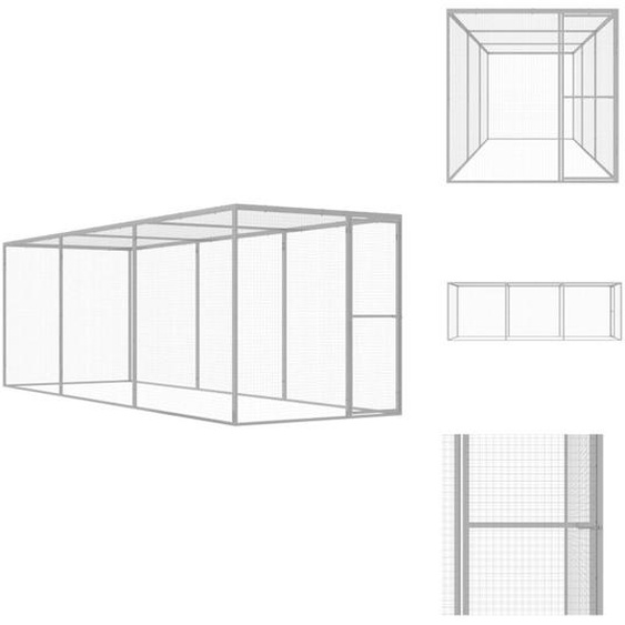 vidaXL Cage pour chats 4,5x1,5x1,5 m Acier galvanisé - Habitats & Enclos pour petits animaux
