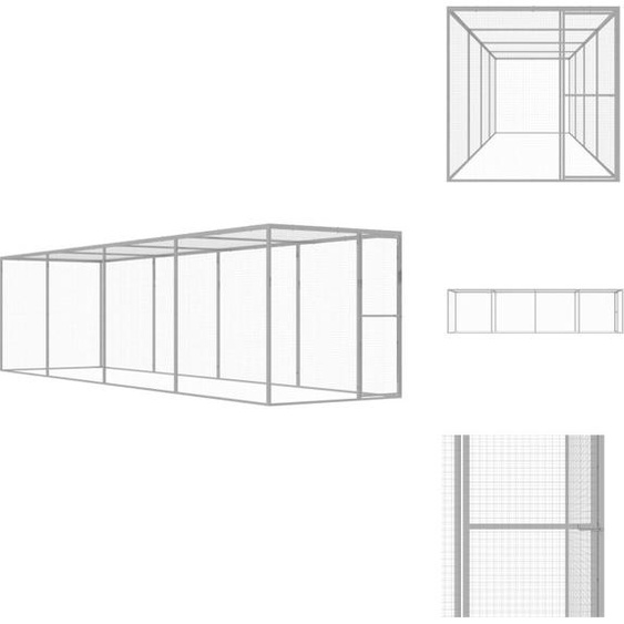 vidaXL Cage pour chats 6x1,5x1,5 m Acier galvanisé - Habitats & Enclos pour petits animaux