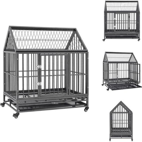 vidaXL Cage pour chien avec roulettes et toit acier 92x62x106 cm - Caisses et sacs de transport