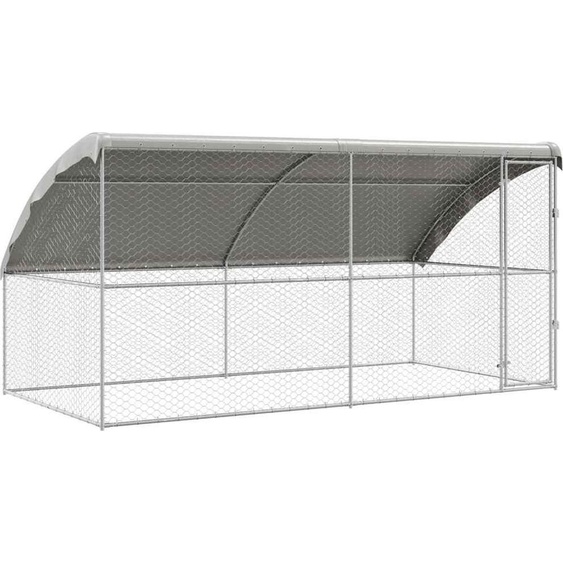 vidaXL Cage pour chien 2 pièces Argent 4 x 2 x 2 m Acier galvanisé