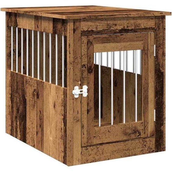 vidaXL Cage pour chien style meuble imitation vieux bois 55x75x65 cm Bois composite