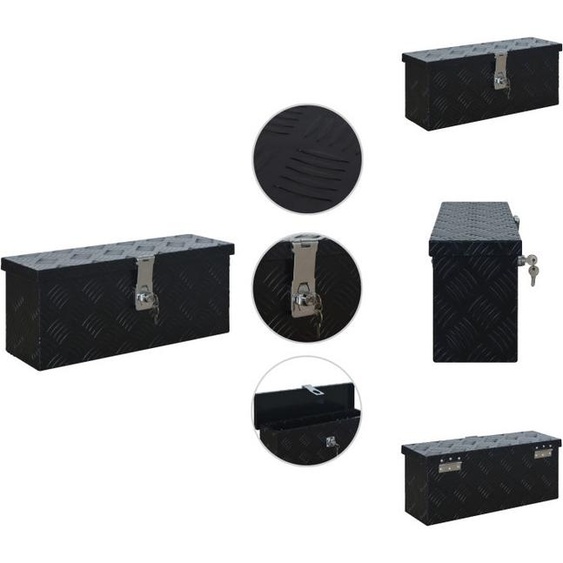 vidaXL Caisse en aluminium 485 x 140 x 200 mm noir - Caisses à outils