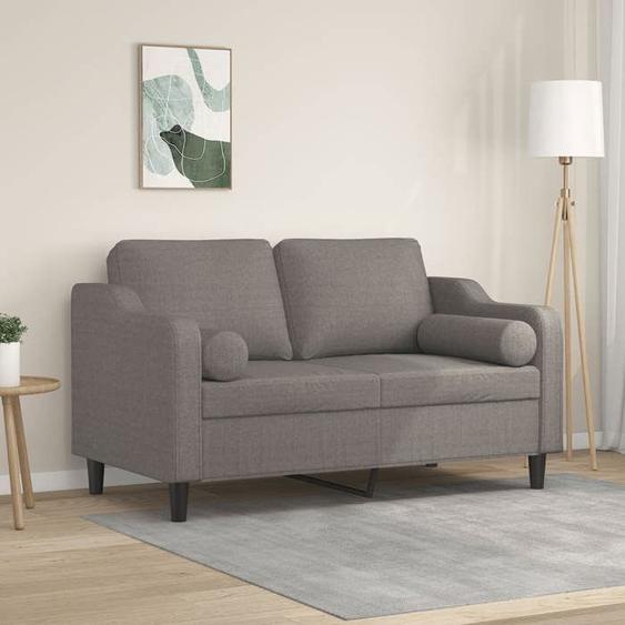 vidaXL Canapé 2 places avec oreillers décoratifs taupe 120 cm tissu, canapé, causeuse, canapé de salon, canapés, canapé 3200844