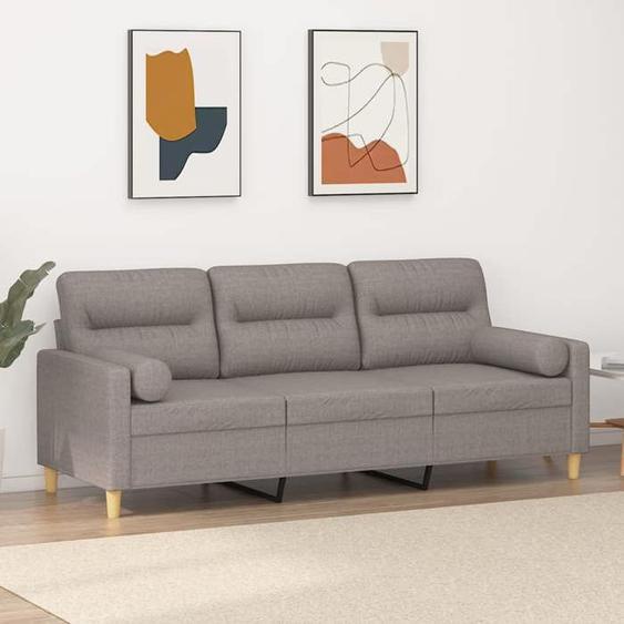 vidaXL Canapé 3 places avec oreillers décoratifs taupe 180 cm tissu, canapé, canapé de salon, canapé 3 places en tissu, 3200836