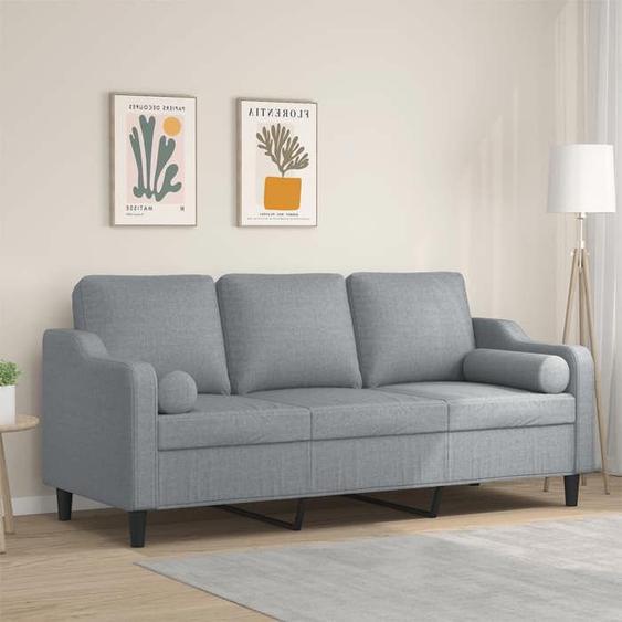 vidaXL Canapé 3 places avec oreillers gris clair 180 cm tissu canapé canapé de salon canapé 3 places en tissu canapé 3200853