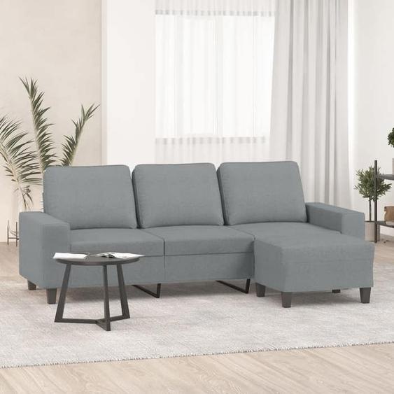 vidaXL Canapé à 3 places avec repose-pieds Gris clair 180 cm Tissu canapé canapé avec repose-pieds canapé trois places 3201151
