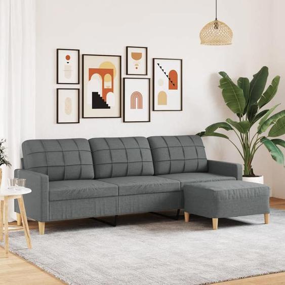 vidaXL Canapé à 3 places avec repose-pieds Gris foncé 210 cm Tissu canapé canapé de salon canapé 3 places en tissu 3278250