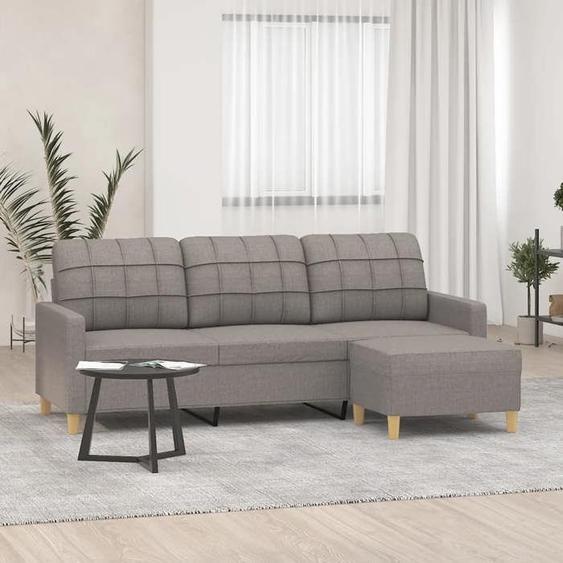 vidaXL Canapé à 3 places avec repose-pieds Taupe 180 cm Tissu canapé canapé avec repose-pieds canapé trois places canapé
