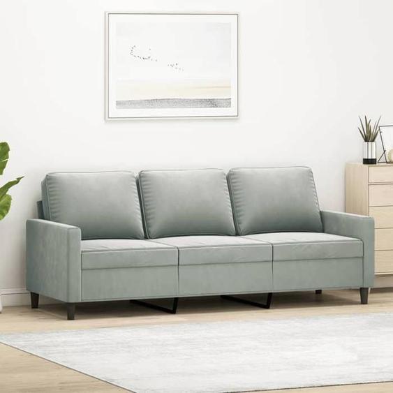 vidaXL Canapé à 3 places Gris clair 180 cm Velours, canapé, canapé de salon, canapé à trois places, canapé rembourré, sièges 359209