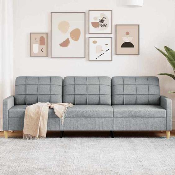 vidaXL Canapé à 3 places Gris clair 210 cm Tissu canapé canapé de salon canapé à trois places canapé rembourré sièges 4007414