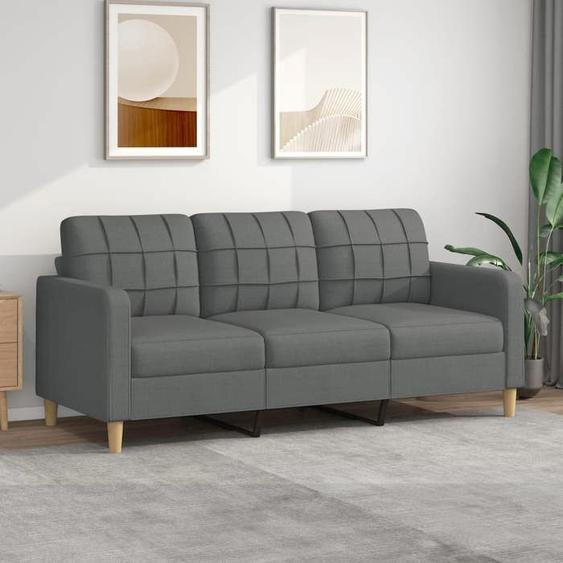 vidaXL Canapé à 3 places Gris foncé 180 cm Tissu, canapé, canapé de salon, canapé à trois places, canapé rembourré, sièges 359100