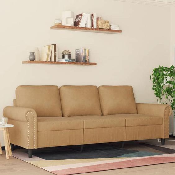 vidaXL Canapé à 3 places Marron 180 cm Velours 359546