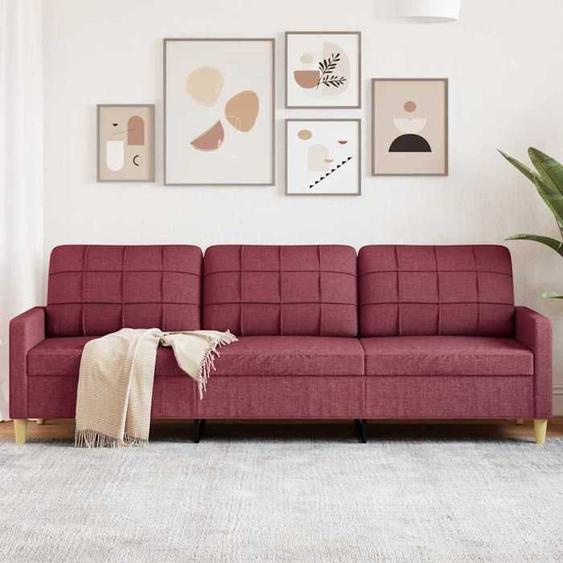 vidaXL Canapé à 3 places Rouge bordeaux 210 cm Tissu canapé canapé de salon canapé à trois places canapé rembourré 4007420