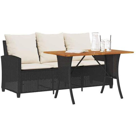 vidaXL Canapé de jardin 3 places coussins et table noir résine tressée canapé dextérieur canapé de jardin 3 places 4103854