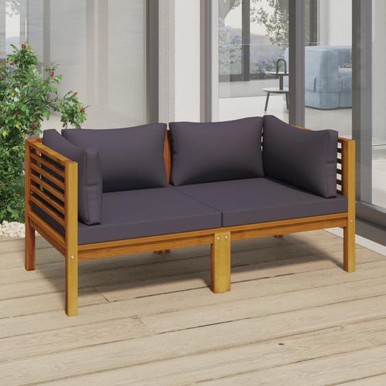 vidaXL Canapé de jardin à 2 places avec coussin Bois dacacia massif