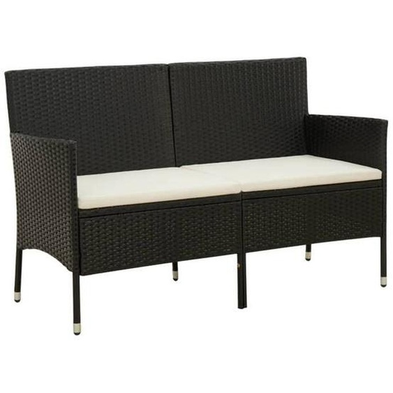 vidaXL Canapé de jardin à 3 places avec coussins noir résine tressée 318500