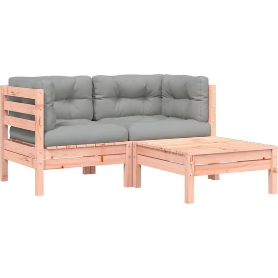 vidaXL Canapé de jardin avec coussin et tabouret 2 places
