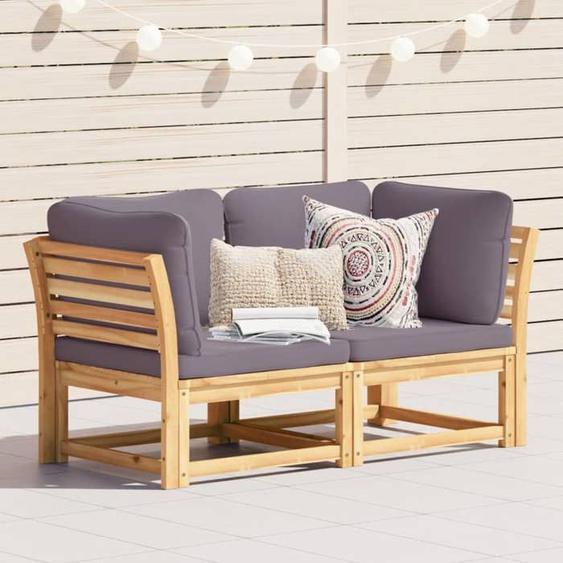 vidaXL Canapé de jardin avec coussins 2 places bois massif dacacia ensemble de canapés dextérieur canapé de jardin canapé 3214313