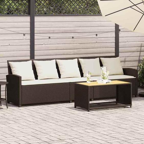 vidaXL Canapé de jardin avec coussins 5 places brun résine tressée canapé dextérieur canapé de jardin 5 places canapé 4104113