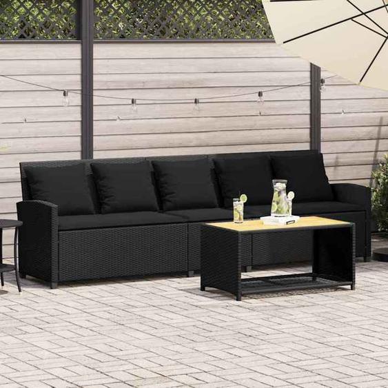 vidaXL Canapé de jardin avec coussins 5 places noir résine tressée canapé dextérieur canapé de jardin 5 places canapé 4104112