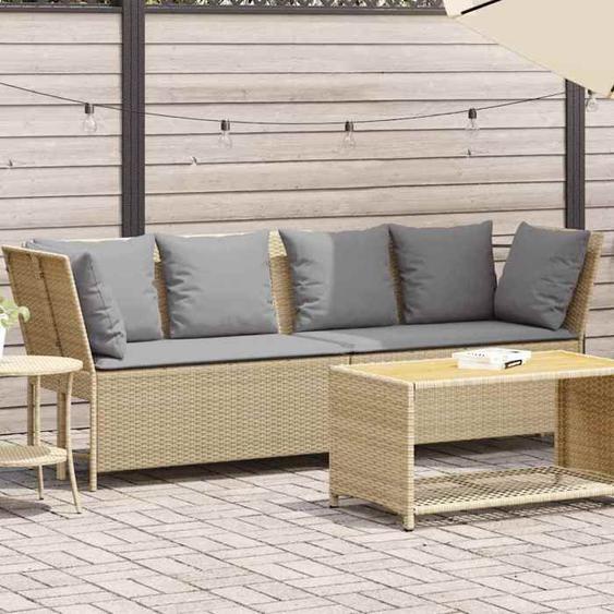 vidaXL Canapé de jardin avec coussins beige résine tressée canapé dextérieur causeuse de jardin meuble dextérieur 4104126