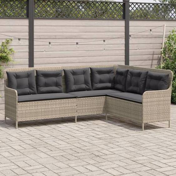vidaXL Canapé de jardin avec coussins forme de L gris clair poly rotin canapé dextérieur canapé dextérieur en forme de 369005