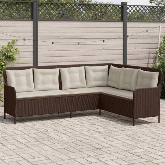 vidaXL Canapé de jardin avec coussins forme de L marron résine tressée canapé dextérieur canapé dextérieur en forme de 369001