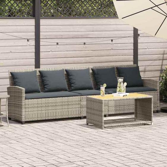 vidaXL Canapé de jardin et coussins 5 places gris clair résine tressée canapé dextérieur canapé de jardin 5 places 4104117