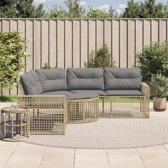 vidaXL Canapé de jardin et coussins et repose-pied en forme de L rotin canapé dextérieur canapé dextérieur en forme de 365897