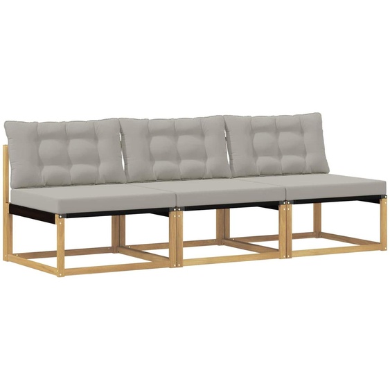 vidaXL Canapé dextérieur de taille moyenne en bois dacacia massif et textilène blanc