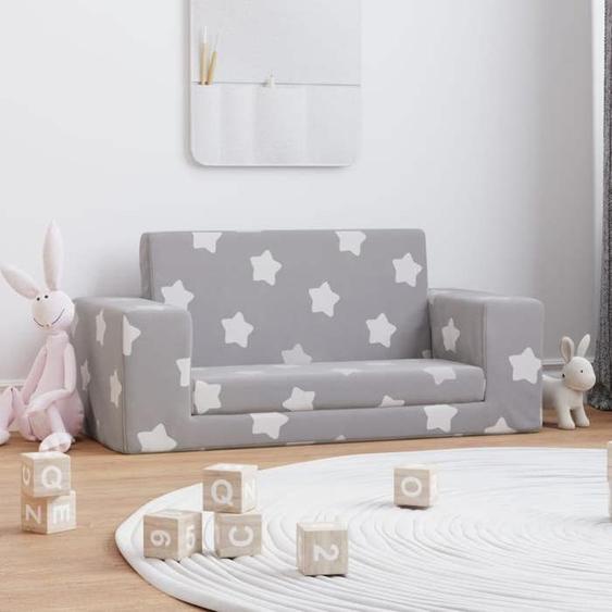 vidaXL Canapé-lit Enfant 2 Places, Lit de Jour avec Dossier et Accoudoirs, Lit dInvité pour Tout-petits Chambre, Gris Clair 357028