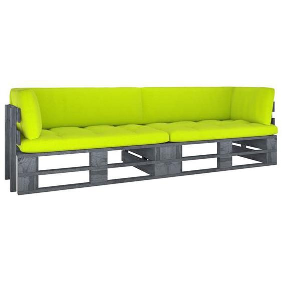 vidaXL Canapé palette 2 places avec coussins Pin imprégné de gris 3066635