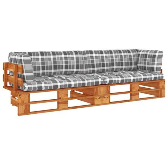 vidaXL Canapé palette 2 places et coussins Pin imprégné de marron miel 3066674