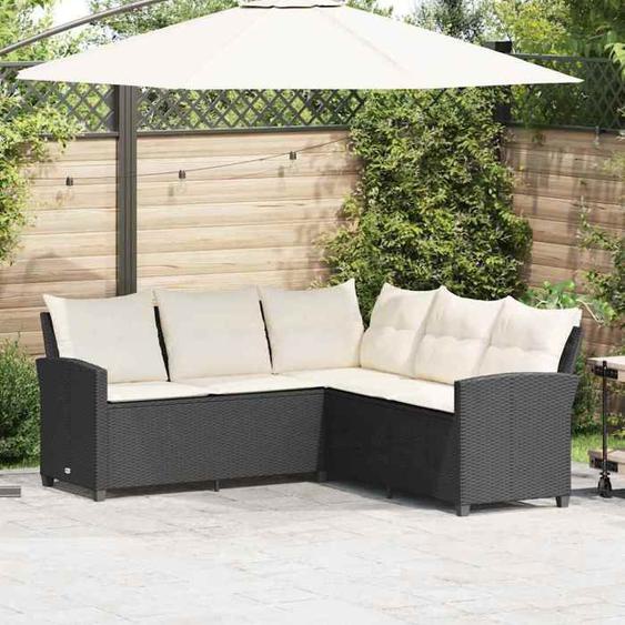 vidaXL Canapés en forme de L avec coussins noir résine tressée canapé de jardin siège de jardin canapé de terrasse 365415