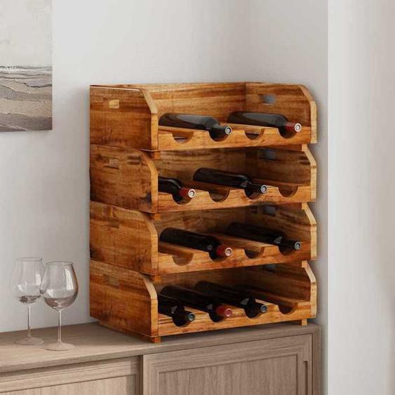 Casier à bouteilles - vidaXL - 4 pcs - Bois de récupération - 16 bouteilles - Rustique