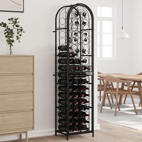 vidaXL Casier à bouteilles 73 bouteilles noir 45x36x200 cm fer forgé 358371