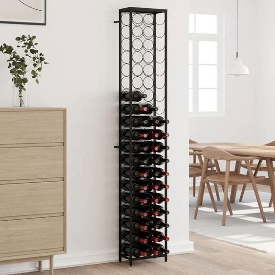 vidaXL Casier à bouteilles de 57 bouteilles noir 34x18x200cm fer forgé 358366