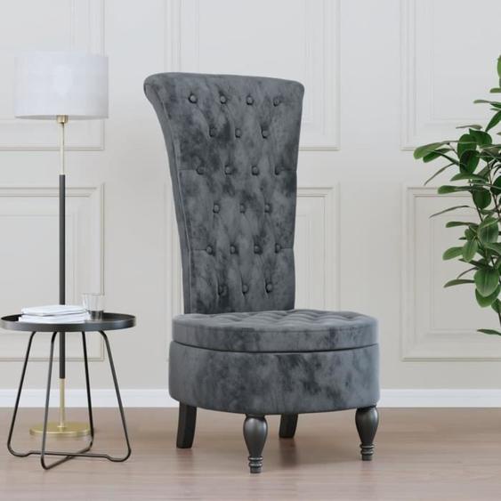 vidaXL Chaise à dossier haut gris foncé velours conception de bouton 352465