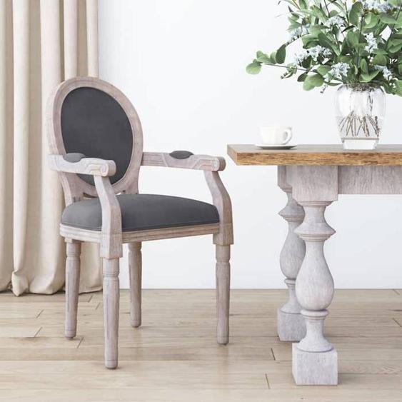 vidaXL Chaise à manger gris foncé 54x56x96,5 cm velours, chaise de dîner, chaise de cuisine, siège de salle à manger, 344484