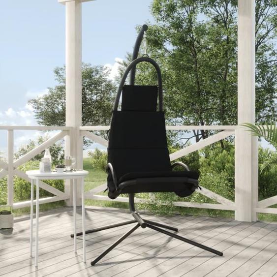 vidaXL Chaise balançoire de jardin et coussin noir tissu Oxford-acier 362728