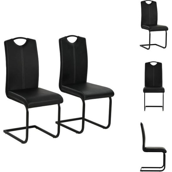 vidaXL Chaise cantilever 2 pcs. noir similicuir - Chaise de salle à manger
