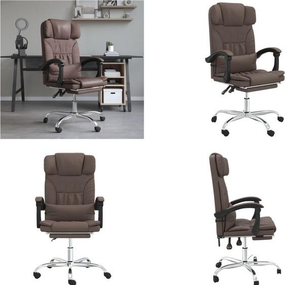 vidaXL Chaise de bureau avec fonction de massage Marron similicuir - Chaise de bureau avec fonction de massage - Chaise de bureau électrique