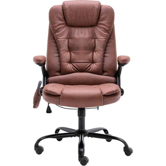 vidaXL Chaise de bureau avec fonction massage Marron clair aspect daim